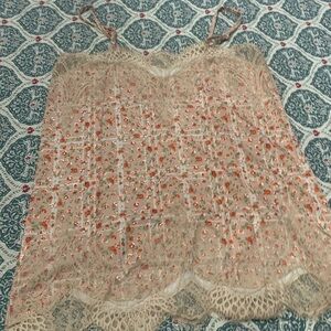 Floral Lace Camisole in Cream and Orange